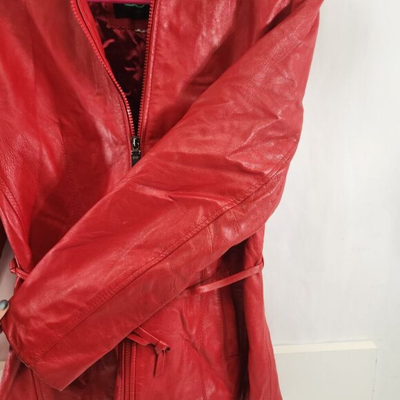DC Collection Red Leather Jacket Size Small - Picture 5 of 12